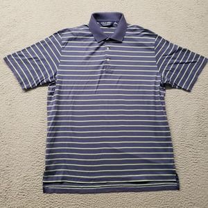 Polo‎ Golf Shirt Mens Medium Blue Striped Ralph Lauren Pony Classiccore Outdoors